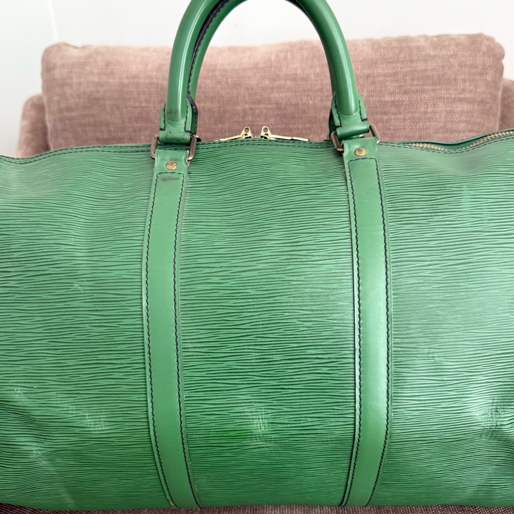 Authentic Louis Vuitton unisex Keepall 55 travel bag  green Epi leather large - Picture 2 of 16
